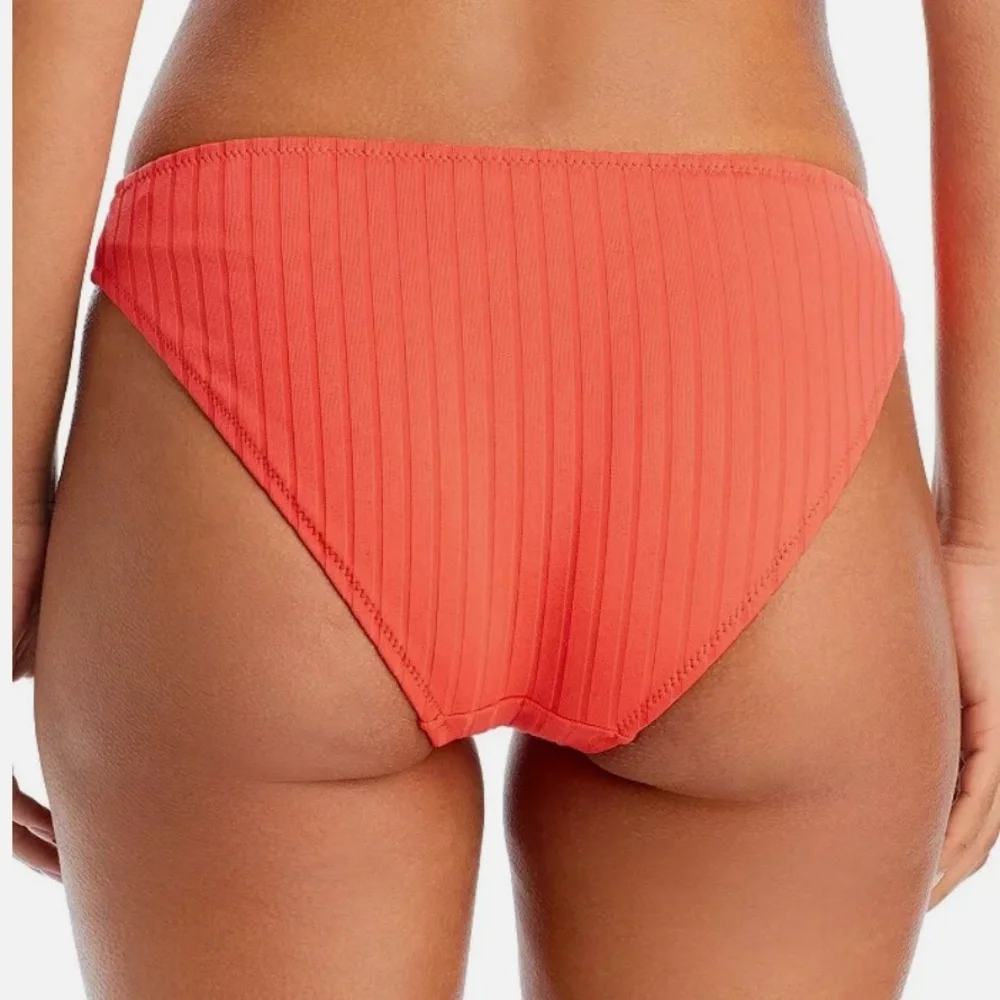 SOLID & STRIPED Bikini Bottom Red Coral Hipster Ribbed Swimsuit Swim Rachel NWT